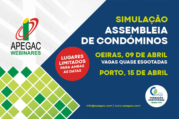 Formação APEGAC - Assembleia de Condóminos – Dia 9 de abril, quase esgotado!